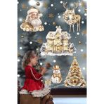 MSticker Gold Yılbaşı Seti, Yeni Yıl Yılbaşı Kış Konseptli Yılbaşı Süsü Sticker Seti Noel Baba Ağaçlar Evler
