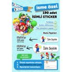Msticker Okul Etiketi 190 Adet Süper Mario Temalı Yırtılmaz ve Sudan Etkilenmeyen Etiketler