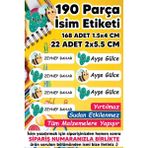 Msticker Okul Etiketi Kalem Defter Etiketi Arı ve Kaktüs Temalı Özel Isim Yazılabilen Etiket - 190 Adet