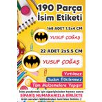 MSticker Okul Etiketi Kalem Defter Etiketi Batman Özel Isim Yazılabilen Etiket 190 Adet