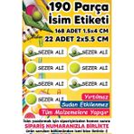 Msticker Okul Etiketi Kalem Defter Etiketi Tenis Temalı Isim Yazılabilen Etiket - 190 Adet