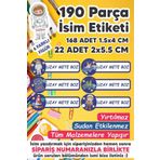 MSticker-Okul Etiketi Kalem Defter Etiketi Uzay Özel Isim Yazılabilen Etiket - 190 Adet