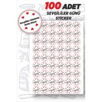 MSticker Sevgililer Günü 2 5x5 Cm 100 Adet Yuvarlak Özel Kesimli Sticker Etiket