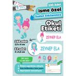 Msticker Sevimli Deniz Kızı Okul Etiketi 190 Adet İsim Yazılabilen Kalem Defter Etiketi Sudana Dayanıklı