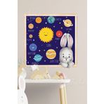 MSticker Tavşanlı Gezegen Sticker Seti 30x30 Cm Cam Duvar Sticker Seti