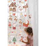 Msticker Yılbaşı Kış Evi Kardan Adam ve Noel Baba Kış Figürleri Kalpler ve Yıldızlar Yeni Yıl Sticker Seti - 21x24 cm