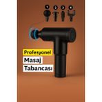 Msy Elektronik Profesyonel Masaj Tabancası – 4 Başlıklı, Şarjlı ve Titreşimli Kas Masaj Aleti - Siyah
