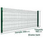 Msy Garden Fenc 100 cm x 250 cm 6 Adet ( 15 mt ) Yeşil Panel Çit 7 Adet Direk ve Montaj Aparatları Dahil - 100 x 250 cm