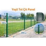 Msy Garden Fenc 120 cm x 250 cm 9 Adet ( 22.5 mt ) Yeşil Panel Çit 10 Adet Direk ve Montaj Aparatları Dahil - 120 x 250 cm