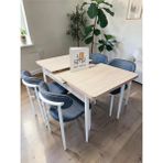 Msy Home 4 Kişilik Lina Antrasit Kumaş 80*130 Traverten Açılır Masa Sandalye Seti (Modern Seri)Beyaz Iskelet
