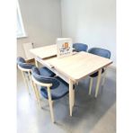 Msy Home 4 Kişilik Lina Antrasit Kumaş 80*130 Traverten Açılır Masa Sandalye Seti (Modern Seri)Krem Iskelet