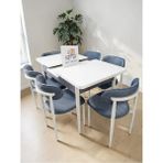 Msy Home 6 Kişilik Lina Antrasit Kumaş 80*130 Beyaz Açılır Masa Sandalye Seti (Modern Seri)Krem Iskelet