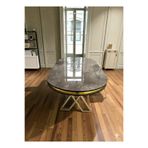MSY HOME İroni Gold/Krom Detaylı Lake Panel 90*170 Cm Oval Masa