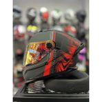MT Braker Mat Kırmızı Şeffaf Kask (+1 Gold Vizör) 2XL Beden ile Motorsiklet Aksesuarı Özellikli