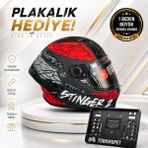 mt Helmets Stinger 2 Solid Full Face Kapalı Kask + Plakalık - Siyah - Kırmızı - XL