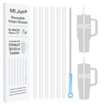 Mt.Jun Stanley 30/40 oz Bardak için 6'lı Paket Yedek Pipet, Premium Tritan Malzeme, BPA İçermez ve Gıda Sınıfı, Temizleme Fırçası İçerir [Hijyen için Koruyucu Film ile Korunur, Kullanmadan Önce