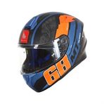 MT Targo Pro Welcome D4 Full Face Siyah Mavi Turuncu Motosiklet Kaskı