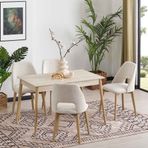 MT5105 Ortadan Açılır Masa Takımı 75x120 Traverten-Kahve