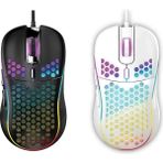 MT8210 Rgb Işıklı Petek Tasarım Ultra Hafif 3200 Dpı Kablolu Gamıng Oyuncu Mouse - Siyah - Beyaz