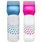 MTA HİGH-TECH 2 Adet Saç Boyama Şişesi – Tarak Uçlu Uygulama Aparatı, Kademeli Renkli Plastik Sıkmalı Şişe Aplikatör Fırçası Saç Boyası Ev Salon için 170 ml Pembe - Mavi