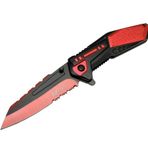 Mtech 4173 Kırmızı Kamp Çakı 21CM - Yarı Otomatik, Kemerlikli, Testere Detaylı