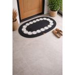 Mtg Jüt Tasarım El Emeği Doğal Jüt Kordon Halattan Hasır Renk Salyangoz Model Kapı Önü/ Banyo/lavabo Önü/paspası - Siyah - Beyaz - 60 x 90 cm