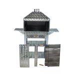 Mth-57 Davlumbazlı Bacalı Kanatlı Çekmeceli Lama Izgaralı Mangal (2 Tekerlekli)