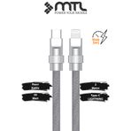 MTL 30W PD Hızlı Şarj Destekli Type-C To Lightning Spiral Sarmal Metal Başlıklı Kablo 2 Metre MT2462