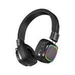 MTL Retro Kablosuz Stereo Suni Deri Kafa Bluetooth Kulaklık RGB Işık Extra Rahat Gürültü Azaltma MT965 Siyah ile uyumlu