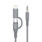 MTL Type-C ve iPhone Lightning To 3.5mm Aux Dolanmaz Silikon Ses Kablosu 2 in 1 Stereo OTG MT2812