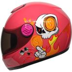 Mts Çocuk Kaskı Skull Pembe Polikarbonat Malzeme ile Tam Yüz Kask Oval Kulaklık Şekli - Standart