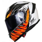 Mts M-910 Beyaz-Siyah-Turuncu Güneş Vizörlü Kask (Siyah Camlı) - Beyaz - Siyah - Kırmızı