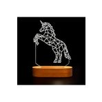 Mu Art Ahşap Sweet Unicorn 3 Boyutlu Led Masa Lambası - 60x140x30 Mm - Usb Bağlantılı Sarı Işık