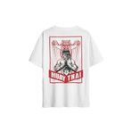 Muay Thai Tiger MuayThai Kick Boks Boxing Uzak Doğu Sırt Ön Baskılı Oversize Tişört Unisex T-Shirt Beyaz