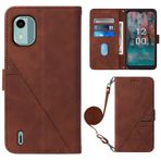 MUBBAR Darbeye Dayanıklı Kapaklı Deri Kılıf Nokia C02 C12 C22 C32 C 02 12 22 32 G22 G 22 TA-1522 TA-1534 ile Uyumlu Düşmeye Karşı Koruyucu Kabuk Tutucu Cüzdan (Kahverengi, Nokia C12)