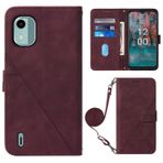 MUBBAR Darbeye Dayanıklı Kapaklı Deri Kılıf Nokia C02 C12 C22 C32 C 02 12 22 32 G22 G 22 TA-1522 TA-1534 ile Uyumlu Düşmeye Karşı Koruyucu Kabuk Tutucu Cüzdan (Şarap Kırmızısı, Nokia C12)