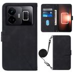 MUBBAR Oppo Realme GT Neo 5 3 GTNeo5 GT3 5G RMX3706 RMX3709 ile Uyumlu İş Uzun İpi Telefon Çantaları Düşme Önleyici Kapaklı Deri Kılıf Kaymaz Tutucu (Siyah, Realme GT 3)