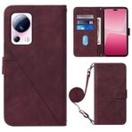 MUBBAR Xiaomi 13 Pro Lite 13Lite 13Lite 13Pro 2211133C 2210132G 2210132C ile Uyumlu Uzun Kordon Telefon Çantaları Düşme Önleyici Kapaklı Deri Kılıf Kaymaz Tutucu (Şarap Kırmızısı, Xiaomi 13 Lite 5G)