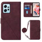 MUBBAR Xiaomi Redmi Note 12 Note12 4G 23021RAAEG 23021RAAEG 23021RAA2Y ile Uyumlu İş Uzun Kordon Telefon Çantaları Düşme Önleyici Kapaklı Deri Kılıf Kaymaz Tutucu (Şarap Kırmızısı, Redmi Note 12 4G)