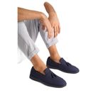 Mubiano 22107t-lcv Hakiki Nubuk Deri Lacivert Ince Taban Püsküllü Erkek Loafer & Günlük Ayakkabı, Lacivert, 40