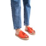 Mubiano 605-orj Hakiki Deri Püsküllü Oranj Kadın Espadril Terlik, Oranj, 38