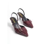 Mubiano -BRD Kadın Arkası Açık Sivri Burun Rugan Bordo Stiletto & Topuklu Ayakkabı MBHRN720