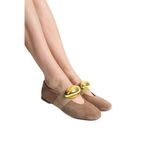 Mubiano Collection Kadın Gold Toka Detaylı Hakiki Deri Süet Babet Bej - Mcrgn8037 - Bj, Bej, 38