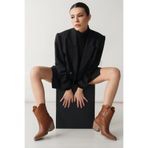 Mubiano Collection Kadın Kısa Topuklu Hakiki Deri Kovboy Bot Taba - Mcalm4705 - Tb, Taba, 36
