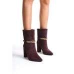 Mubiano Collection Kadın Zincir Detaylı Topuklu Süet Bot Bordo - Mcalm23142 - Brd, Bordo, 38