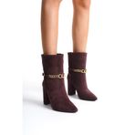 Mubiano Collection Kadın Zincir Detaylı Topuklu Süet Bot Bordo - Mcalm23142 - Brd, Bordo, 41