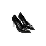 mubiano Corine Kadın Siyah Metal Aksesuarlı Sivri Burun Yüksek İnce Topuklu Ayakkabı Stiletto (9 CM), 36