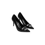mubiano Corine Kadın Siyah Metal Aksesuarlı Sivri Burun Yüksek İnce Topuklu Ayakkabı Stiletto (9 CM), 40