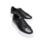 Mubiano Erkek Hakiki Deri Sneaker Siyah Maver, Siyah, 42