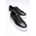 Mubiano Erkek Hakiki Deri Sneaker Siyah Maver, Siyah, 44